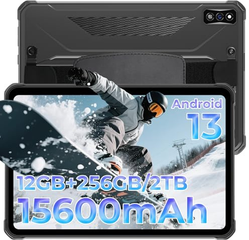 HOTWAV R7 Outdoor Tablet Android 13, 15600mAh 10.1 Inch HD+ Wasserdicht Tablets, 12GB+256GB/(2TB TF) Rugged Work Tablets, 16MP+16MP Camera Octa Core/Daul SIM 4G/IP68&IP69K/Face ID/GPS/OTG/Widevine L1