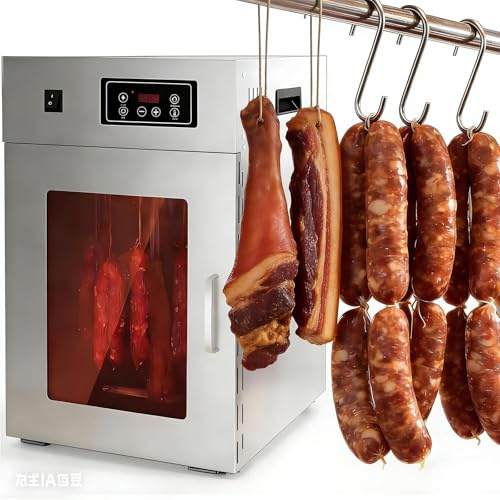 menglanchang Gewerblicher Elektrischer DöRrautomat,Fleischtrockner FüR Hausgebrauch-7,5Kg FassungsvermöGen,Edelstahl,Temperaturregelung 30-90°C,360° Drehbare DöRrkammer FüR Wurst,Speck HäHnchen