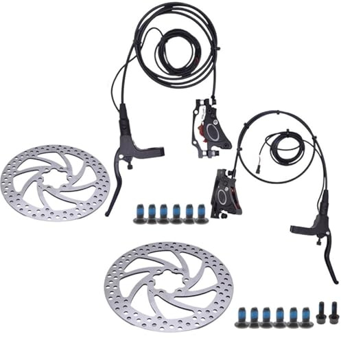 TECHAUTO 12 Zoll 14 Zoll Fahrrad MTB hydraulische Scheibenbremsen-Set Schalthebel aus Aluminiumlegierung für Fahrrad und Roller(Black SM Rotor)