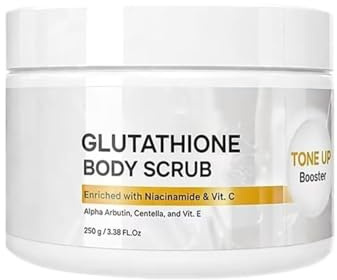 Glutathion-Körperpeeling mit Hagebutte und Meersalz, Peeling & Feuchtigkeitsspendendes Körperpeeling, Aufhellendes Peeling-Waschgel für glatte, strahlende Haut