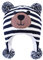 LANGZHEN Kleinkind Kinder Kleinkind Winter Hut, Earflap Strick Warm Cap Fleece gefütterte Mütze für Baby Boys (Bär-Navy Streifen, S(46-48CM/18.11-18.9))