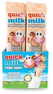 CANNUCCE BISCOTTO Ideali per la colazione | Confezione da 100 Cannucce | Le Originali QUICK MILK Senza Glutine | Solo aromi Naturali | Adatte anche agli intolleranti al Lattosio