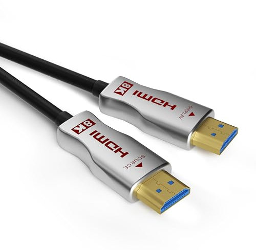 LYW 8K Cable HDMI de Fibra Óptica 20m, 48Gbps Cable HDMI 2.1 de Ultra Alta Velocidad 8K60Hz 4K120Hz HDR/HDCP 2.3/eARC Cable HDMI Direccional Delgado Flexible Compatible con PS5/Apple/Samsung/Sony TV