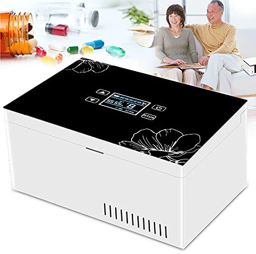 Frigorifero da insulina portatile,Mini frigo medico frigorifero per Medicina - Custodia per Mini Frigorifero Insulina,con LCD Display USB Carica Auto/Piccola Scatola Viaggio per Farmaci,2Battery