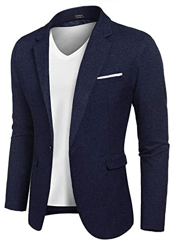 COOFANDY Sakko Herren Sportlich Slim Fit Anzugjacken Lässig Jacket Einfarbig Blazer Navy Blau Gr.XL