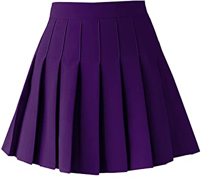 TONCHENGSD Plissierter Minirock für Damen, mit hoher Taille, Skater- und Tennisrock, Dunkles Violett, X-Groß