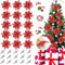 15 Stück Weihnachtsstern Blumen, Weihnachtsblumen Künstlich Blumen Deko, Christmas Glitter Poinsettia, Weihnachtsbaum Dekoration, Weihnachten Blumen Dekor Ornament, für Hochzeit Neujahr, 16cm, Rot