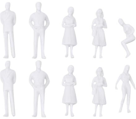 Operitacx 10st Modell Figuren 1:50, Stehen Miniatur Figuren Weiß Unbemalt, Kleine Figuren Menschen Miniaturfiguren Für Schulprojekte, Modelleisenbahngleise
