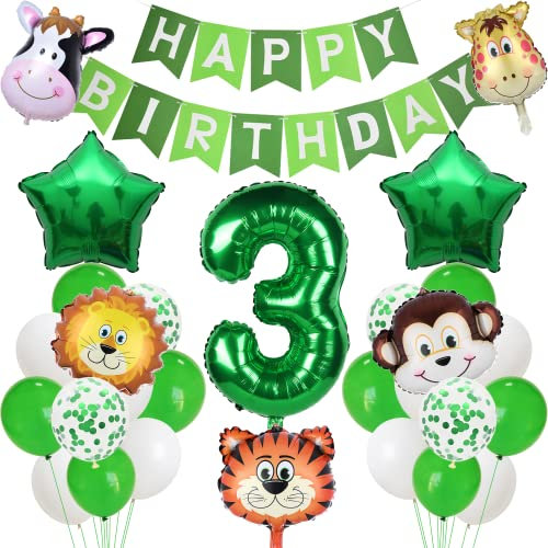 Dschungel Geburtstag Dekoration 3 jahr Geburtstag Deko dschungel kindergeburtstag Deko 3 Jahre Safari Tier Happy Birthday Deko 3. Geburtstag Junge Wild One Safari Banner Geburtstagsdeko Jungen 3 Jahre