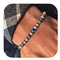 Lameybrt 6mm Auge des Bösen Blick Armband Schutz Stretch Armbänder mit Naturstein für Männer Handgemacht Heilsteine und Herrenarmband (A06 Cartographic stone, Mittel 19cm)