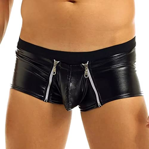 Lack Herren Badehose Boxershorts Clubwear Glänzend Lack Leder Hose Latex Wetlook Höschen Unterhosen Fetisch Erotische Männer Einfarbig Thongs Leder Hose Dessous-Set