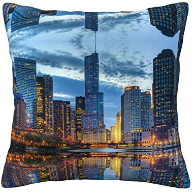 FROON Four Seasons Universal-Kissenbezug Chicago Illinois, USA, ideal als Sofakissen, Taillenkissen oder dekoratives Sitzkissen