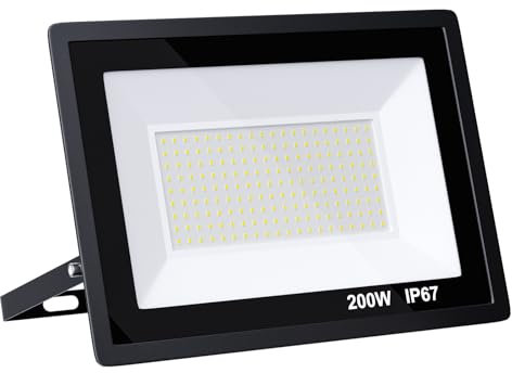 MIWATT 200W LED Flutlicht, 6000K, IP66 wasserdicht, Außensicherheitsleuchte für Schwimmbad, Hof, Garten, Parkplatz, Garage