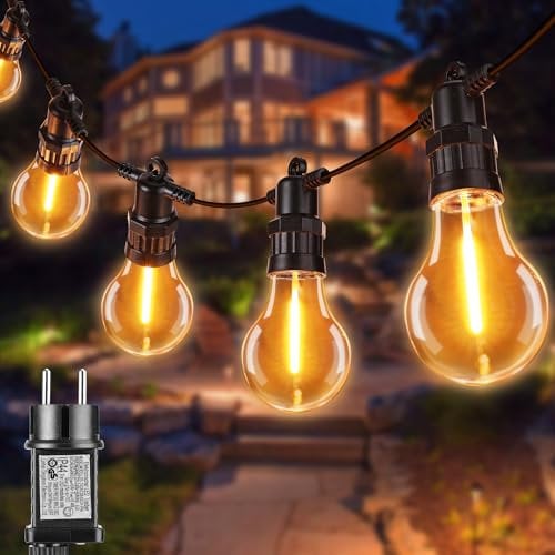 Joomer Guirnaldas de Luces Exterior con Enchufe, 15.2M Luces LED Exterior Jardin 20 Bombillas, 8 Modos Cadena de Luces Interior Impermeable para Patio Fiesta Balcon Pergola, Blanco Cálido