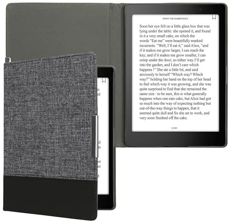 kwmobile Étui liseuse Compatible avec Kobo Aura One - Housse avec Rabat magnétique en Tissu Canevas pour liseuse