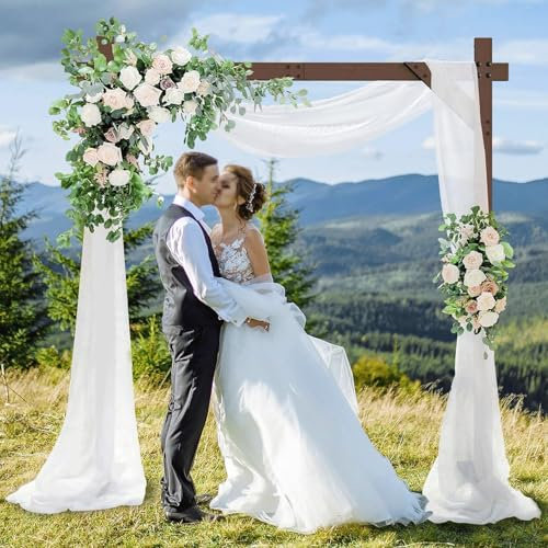 Hochzeitsbogen im Freien Bogen aus Holz Quadratischer Bogen Rosenbogen Rankhilfe Rankbogen Gartendekoration Fotokabine Hintergrundständer Garten Decoration for Hochzeit