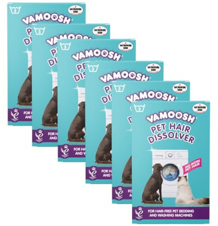 Vamoosh Pet Hair Dissolver - Pet Hair Remover for Washing Machines, Cotton Fresh 18x100g, Eliminates Odours and Dirt, Dissolves Dog, Cat, Horse, Animal Fur, Large Pack up to 18 Washes