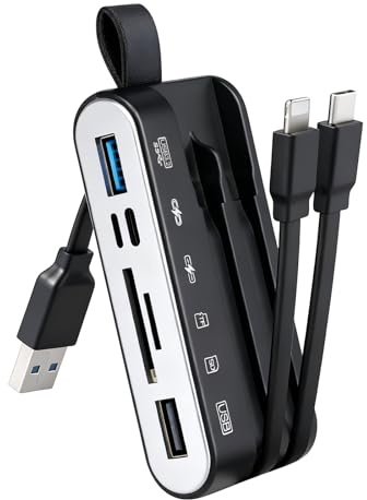 Carehabi Lettore Schede SD USB 3.2 per PC/iPhone/iPad/Fotocamera Adattatore Scheda SD Adattatore Micro SD per SD/Micro SD, SD Card Reader