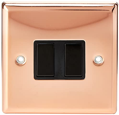 Varilight 2-Gang 10A 1- or 2-Way Rocker Switch Polished Copper
