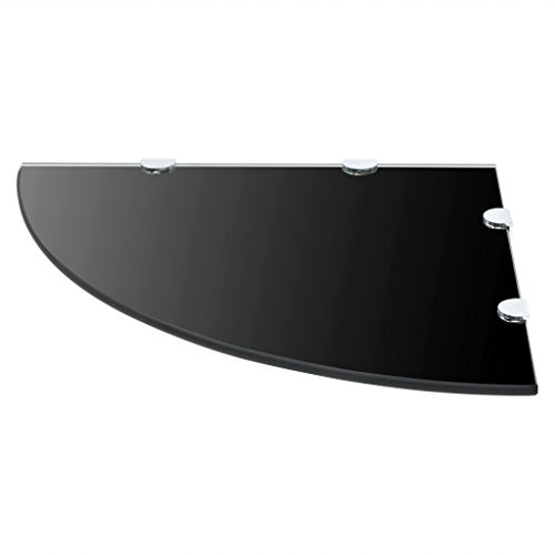 Festnight Glas Eckregal Glasregal Schweberegal mit verchromten Halterungen Max. Tragfähigkeit 15kg 45 x 45 cm - Schwarz