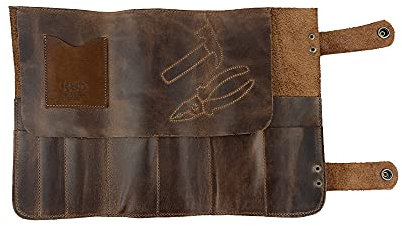 Hide & Drink, Rustikale Leder-Werkzeugtasche zum Aufrollen (12 Fächer), tragbare Tragetasche für Friseure, Salon, Aufbewahrungstasche, Organizer, Tasche, inkl. 101 Jahre Garantie, Bourbon Brown