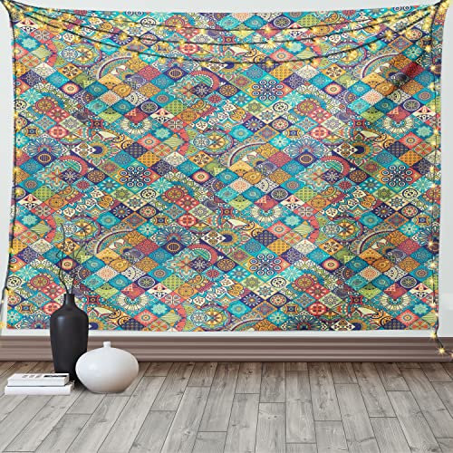 ABAKUHAUS marokkanisch Wandteppich, Orientalische Ethno-Motive, Wohnzimmer Schlafzimmer Heim Seidiges Satin Wandteppich, 150 x 100 cm, Mehrfarbig