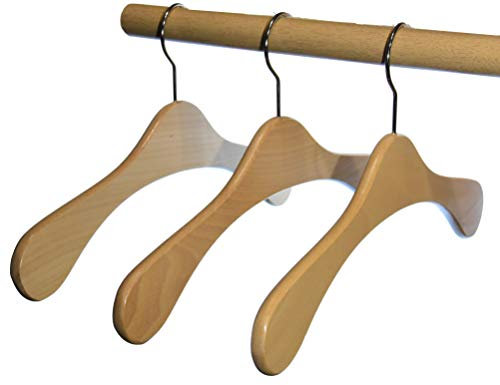 Hagspiel Kleiderbügel aus Holz, 5 St. Garderobenbügel aus Buchenholz (Vollholz), Natur lackiert, Made in EU (Austria)