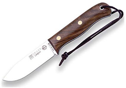 joker Coltello da caccia Campero CN118-P, lama da 10,5 cm, totale 22,5 cm, mango Noce, fodero in pelle marrone, include selce, per la pesca, la caccia, il campeggio e l'escursionismo