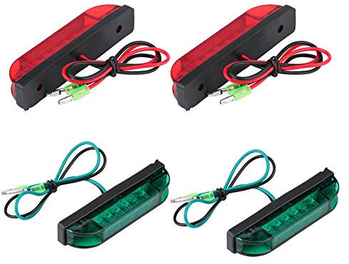 Boots Navigationslichter, 4Pcs Kunststoff wasserdichte LED Signal Birne Navigationslichter Streifen für Boote, Kajak Lichter, Hafen Steuerbord Licht (RED & GREEN)