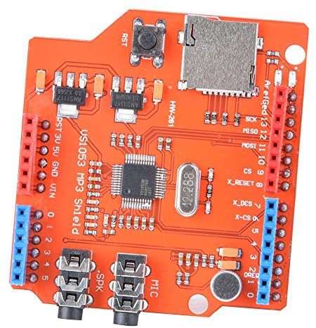 Audioverstärkerplatine,VS1053B 800mA MP3 Music Shield Board Aufnahme- /Leistungsverstärker MP3 Music Shield Board mit Speicherkartensteckplatz,3,3 V / 2,5 V,12,288 MHz Leistungsverstärker