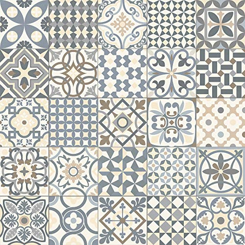 Gayafores 2011179 Heritage - Mosaico da pavimento e parete in porcellana smaltata, 16,5 x 16,5 cm, grigio, 20 pezzi