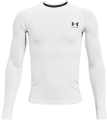 Under Armour UA HG Armour LS - Long Sleeve - Tops - White/Black - Size: YSM