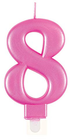 Metallische Geburtstagskerze - Zahl 8 - Rosa