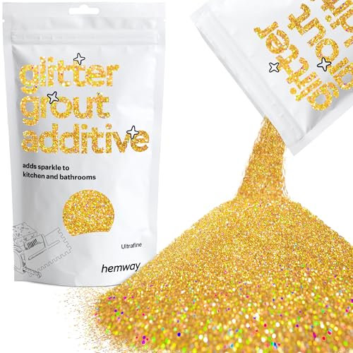 Hemway Glitter Grout Additive - Gold Holographic | Ultrafine Flakes for Adding Sparkle to Old & New Kitchen & Bathroom Tiles | Enhance Your Indoor Grouting Projects with a Sparkly Effect | 100 g