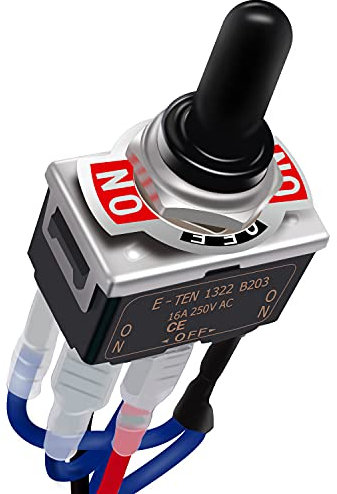 Taiss/Interruttore di inversione di polarità 12V ON/OFF/ON Controllo Motore,DPDT 12V 10A Interruttore a Levetta,Cappuccio di Avvio Impermeabile,Cavi Terminali da 21 mm E-TEN-1322-DMX