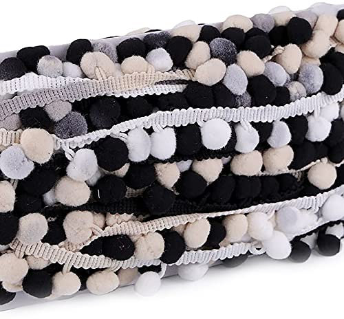 17m Bommelborte bunt 30mm Pomponborte Bommelband Pompon Bommeln, Farbwahl, Farbe:schwarz | weiß | creme