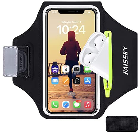 Brazalete Movil Running con Bolsa de Auriculares para iPhone 13 mini iPhone SE iPhone XS/X,Galaxy S23/22/21 HUAWEI P50,Brazalete Deportivo para Corre porta Movil Running hasta 6,4