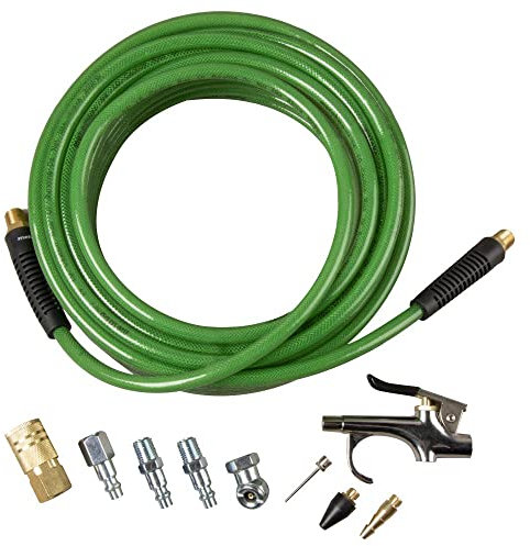 Metabo HPT Air Compressor Accessory Kit | Poly 50 Ft x 1/4-Inch Air Hose w/Accessories | 10 Piece Kit | 115749M