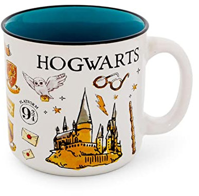 Harry Potter Hogwarts All Over Icons Destination Ceramic Camper Mug | Holds 20 Ounces