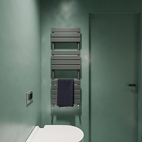 Anthracite Designer Towel Rail Single 1200x450 mm Flat Panel Central Heating Bathroom Ladder Radiator UK