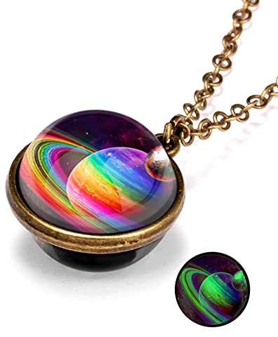 ROMIDA Personalisierte Halskette für Männer/Frauen, Paar-/Freundschaftskette Kosmische leuchtende Vintage Anhänger Geschenke S925 Sterling Silber