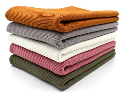 5x 0,25m Bündchenstoff Set Schlauchware 95% Baumwolle, 5% Elasthan Auswahl Jersey (RIB Bunt2, 5er Set)
