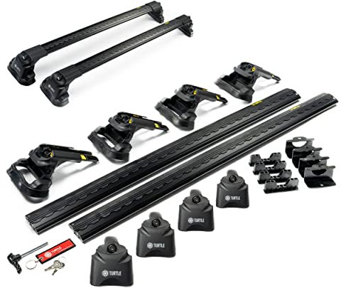 Turtle AIR3 | Dachgepäckträger Dachträger | Kompatibel mit BMW 3 GT F34 Hatchback 2013-2020; Dient der Montage von Dachboxen, oder Dachfahrradträger, Leiter | Robuste Konstruktion aus Aluminium