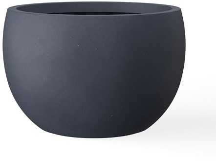 Kante Small Round Bowl Charcoal Concrete Planter 11.8 Dia, Outdoor