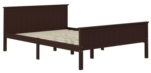 vidaXL Massivholzbett Bett Holzbett Doppelbett Bettrahmen Lattenrost Bettgestell Schlafzimmerbett Schlafzimmermöbel Dunkelbraun Kiefer 140x200cm