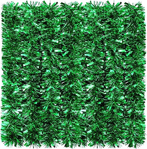 KAHEIGN 8m Weihnachten Lametta Girlande Grün Weihnachtsgirlande Glitzer Metallic Weihnachtsbaum Lametta Girlande Weihnachtsbaum Deko Lametta Tannengirlande für Weihnachtdeko