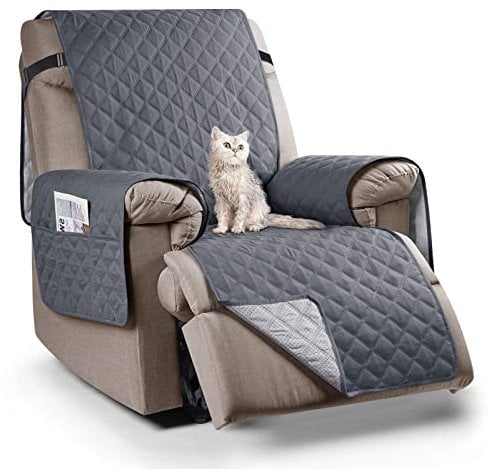 TAOCOCO Recliner Sofa Covers, Sofa Cover Waterproof Protector, Chair Covers For Armchairs With Side Pocket(1 Seater,Dark Grey) (JS-SXDFG1DG)