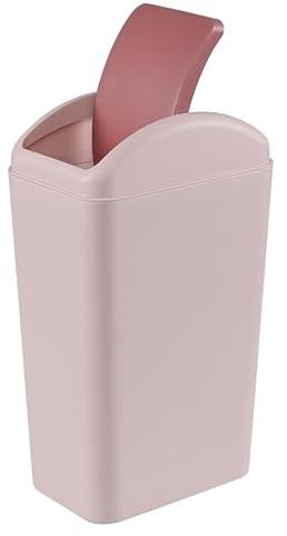 Lesbin 14 L Plastic Swing Top Trash Bin, Trash Can with Swing Lid, Pink | Swing Lid Design, Smooth Matte Plastic Material, Ideal for Bathroom, Bedroom, Office and Dorm