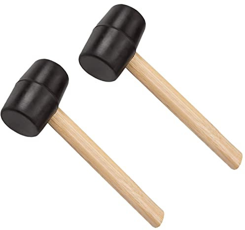 Black Large Rubber Mallet 16oz Heavy Duty Rubber Hammer Mallet with Wooden Handle Easy Grip | 900g