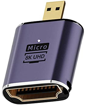 NFHK Micro HDMI Male to HDMI 2.1 Female UHD Extension Gold Converter Adapter Support 8K 60hz HDTV